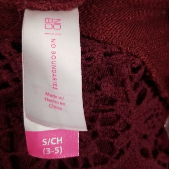 No Boundaries wine colored lace back cardigan - Picture 7 of 7
